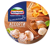 Хохланд 140г круг ассорти коричневое с грибами/10шт сыр